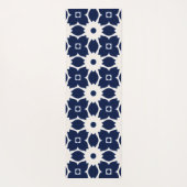 Marine Blauw en Wit Geometrische Bloemen Yogamat (Achterkant)