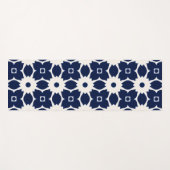 Marine Blauw en Wit Geometrische Bloemen Yogamat (Voorkant (horizontaal))