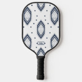 Marine Blauw en Wit Geometrische Pickleball Paddle (Achterkant)