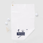 Marine blauw en wit golfclubs gepersonaliseerde na golfhanddoek (Insitu)