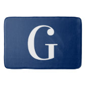 Marine Blauw en Wit Groot G Monogram Badmat (Voorkant)