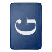 Marine Blauw en Wit Groot G Monogram Badmat (Voorkant Verticaal)