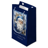 Marine Blauw en Wit Kerstman Klein Cadeauzakje (Voorkant Gekanteld)