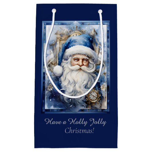 Marine Blauw en Wit Kerstman Klein Cadeauzakje (Voorkant)