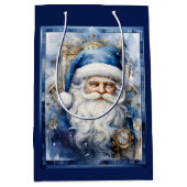 Marine Blauw en Wit Kerstman Medium Cadeauzakje (Voorkant)