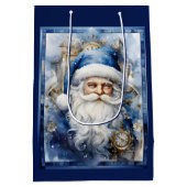 Marine Blauw en Wit Kerstman Medium Cadeauzakje (Achterkant)