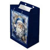 Marine Blauw en Wit Kerstman Medium Cadeauzakje (Achterkant Gekanteld)
