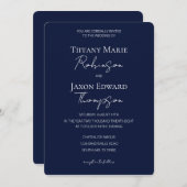 Marine blauw en wit minimalistische elegantie brui kaart (Voorkant / Achterkant)