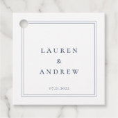 Marine Blauw en Wit Modern Minimalist Bedankjes Labels (Voorkant)