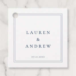 Marine Blauw en Wit Modern Minimalist Bedankjes Labels