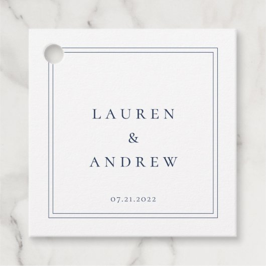 Marine Blauw en Wit Modern Minimalist Bedankjes Labels (Voorkant)