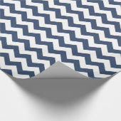 Marine blauw en wit moderne Chevron Cadeaupapier (Hoek)