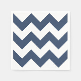 Marine blauw en wit moderne Chevron Servetten