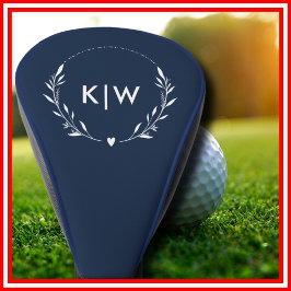 Marine blauw en wit | Monogram moderne Initialen Golfheadcover
