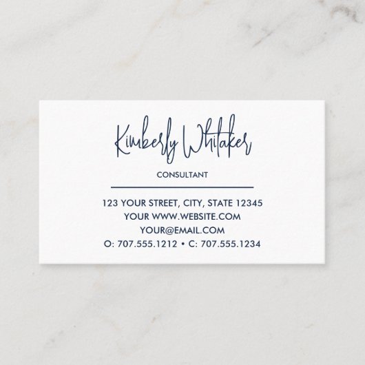 Marine blauw en wit | Monogram moderne Initialen Visitekaartje (Voorkant)