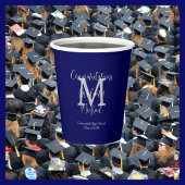 Marine Blauw en Wit Monogrammed Graduation Party Papieren Bekers