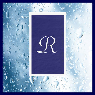 Marine Blauw en Wit Monogrammed Papier Gastenhandd Servet