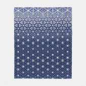 Marine Blauw en Wit Mozaïek Fleece Deken (Voorkant)