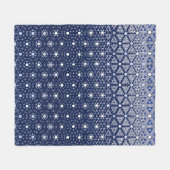 Marine Blauw en Wit Mozaïek Fleece Deken (Voorkant (Horizontaal))