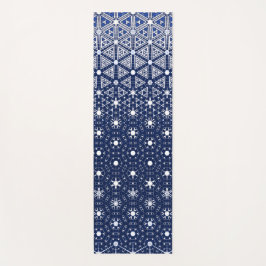 Marine Blauw en Wit Mozaïek Yogamat