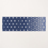 Marine Blauw en Wit Mozaïek Yogamat (Voorkant (horizontaal))