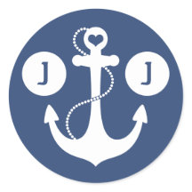 Marine Blauw en Wit Nautisch Monogram