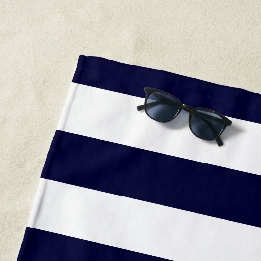 Marine blauw en wit nautisch schip anker strandlaken (In situ)