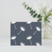 Marine Blauw en Wit Paardebloem Bloemen Briefkaart (Staand voorkant)