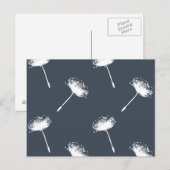 Marine Blauw en Wit Paardebloem Bloemen Briefkaart (Voorkant / Achterkant)