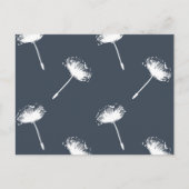 Marine Blauw en Wit Paardebloem Bloemen Briefkaart (Voorkant)