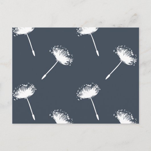 Marine Blauw en Wit Paardebloem Bloemen Briefkaart (Voorkant)