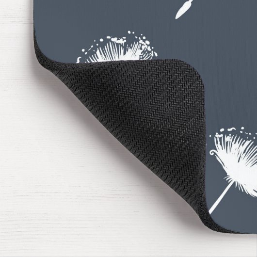 Marine Blauw en Wit Paardebloem Bloemen Muismat (Hoek)