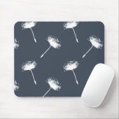 Marine Blauw en Wit Paardebloem Bloemen Muismat (Met muis)