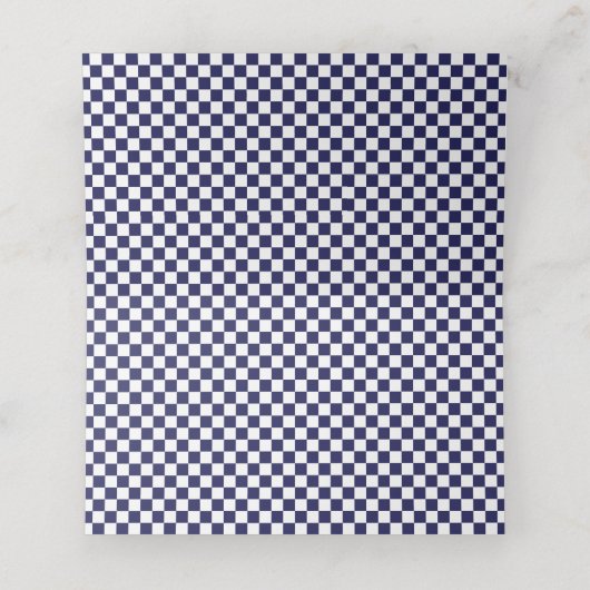 Marine Blauw en Wit Petite Checkerboard Plaatskaartje (Binnenkant ongevouwen)