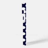 Marine Blauw en Wit Polka Dot Patroon Monogram Case-Mate iPhone Case (Achterkant / Links)
