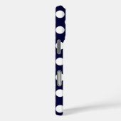 Marine Blauw en Wit Polka Dot Patroon Monogram Case-Mate iPhone Case (Achterkant / Rechts)