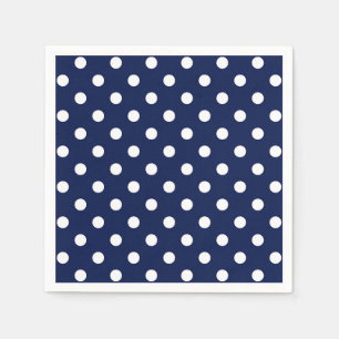 Marine Blauw en Wit Polka Dots Servetten