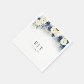 Marine Blauw en Wit Rozen Bruiloft Servetten (Hoek)