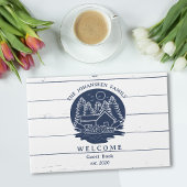 Marine Blauw en Wit Rustiek Wood Lake House Famili Gastenboek