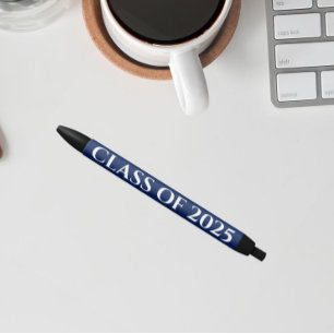 Marine Blauw en Wit School Kleuren Klassenjaar Zwarte Inkt Pen