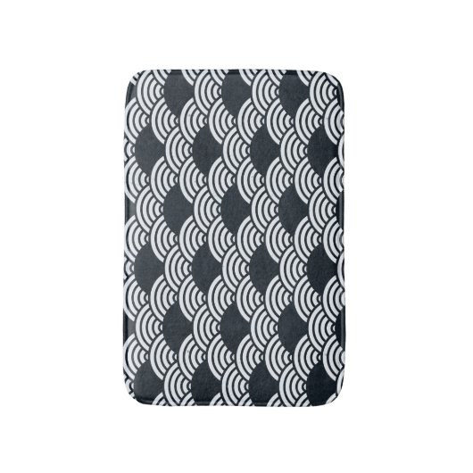 Marine blauw en wit Seigaiha golven patroon Badmat (Voorkant Verticaal)