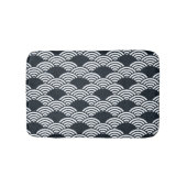 Marine blauw en wit Seigaiha golven patroon Badmat (Voorkant)