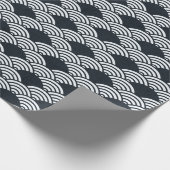 Marine blauw en wit Seigaiha golven patroon Cadeaupapier (Hoek)