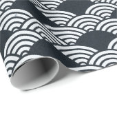 Marine blauw en wit Seigaiha golven patroon Cadeaupapier (Rol Hoek)