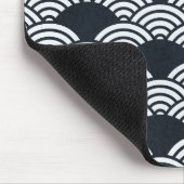 Marine blauw en wit Seigaiha golven patroon Muismat (Hoek)