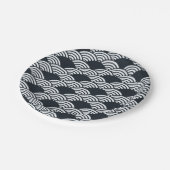 Marine blauw en wit Seigaiha golven patroon Papieren Bordje (Gekanteld)