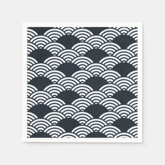Marine blauw en wit Seigaiha golven patroon Servet (Voorkant)