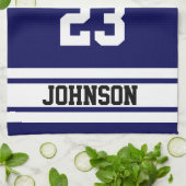 Marine blauw en wit sport honkbal theedoek (Gevouwen)