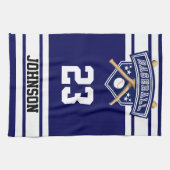 Marine blauw en wit sport honkbal theedoek (Horizontaal)