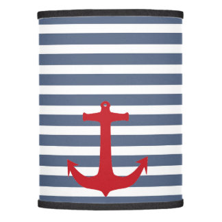 Marine Blauw en Wit Strepen met Rood Anker